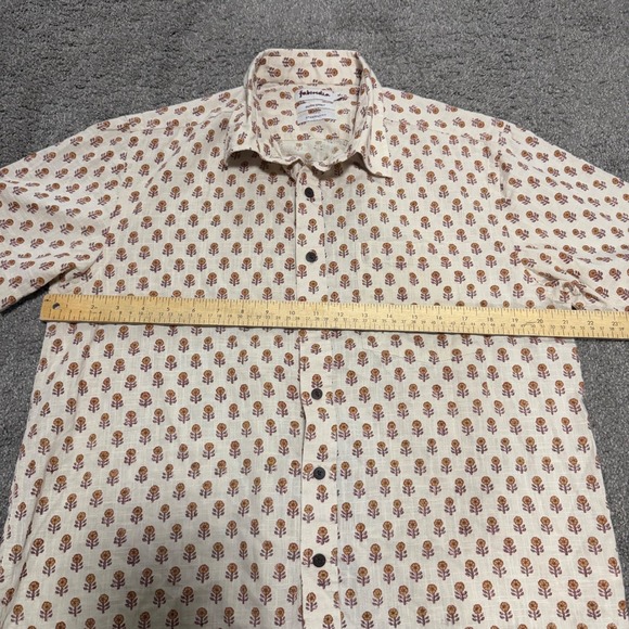 FabIndia Men's Short Sleeve Bush Shirt Straight Fit Floral Print Size‎ M - Picture 3 of 8